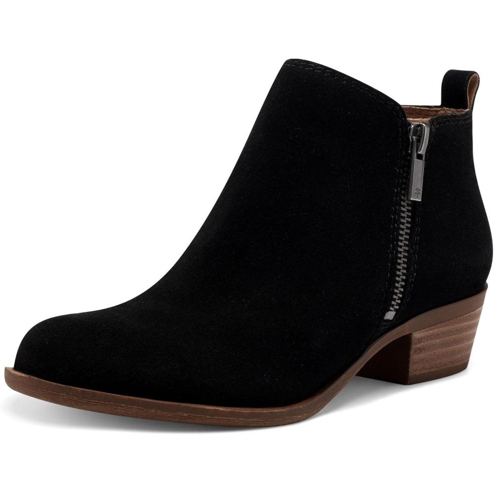 image:imageLucky Brand Womens Basel Ankle BootiesBlackNatural Oiled Suede