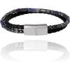 Lucky Brand 2-Row Black Band and Stone Bracelet for Men, 8.5″ Stainless Steel and Braided Bracelet