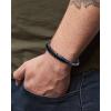 Lucky Brand 2-Row Black Band and Stone Bracelet for Men, 8.5″ Stainless Steel and Braided Bracelet