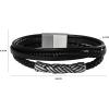 Lucky Brand 4-Row Faux Leather Black Bracelet for Men 8″, Stainless Steel Knotted Bracelet