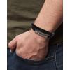 Lucky Brand 4-Row Faux Leather Black Bracelet for Men 8″, Stainless Steel Knotted Bracelet