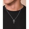 Lucky Brand Cross Necklace for Men 22″, Logo Cross Pendant Chain Necklace