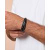 Lucky Brand Mens 3-Row Black Cord Bracelet 8.5″, IP Black-Plated 316L Stainless Steel