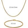 Lucky Brand Mens Jewelry Set with Box Chain Necklace 22″ and Bracelet 8.5″, Gold Tone-Plated Stainless Steel