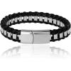 Lucky Brand Mens Stainless Steel and Black Bracelet 8.5″, Silver Chain Bracelet for Men