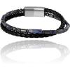 Lucky Brand 2-Row Black Band and Stone Bracelet for Men, 8.5″ Stainless Steel and Braided Bracelet