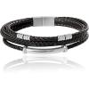 Lucky Brand 3-Row Black Cord Bracelet for Men 8.25″, Layered Black Bracelet with Stainless Steel, Gift for Him
