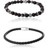 Lucky Brand Bracelet Set for Men 2 Pieces, 8.5″ Braided and Stretch Beaded Bracelets, Gifts for Him