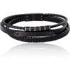 Lucky Brand Mens 3-Row Black Cord Bracelet 8.5″, IP Black-Plated 316L Stainless Steel