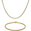 Lucky Brand Mens Jewelry Set with Box Chain Necklace 22″ and Bracelet 8.5″, Gold Tone-Plated Stainless Steel