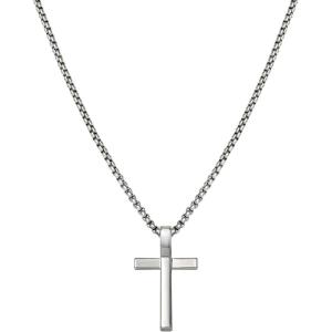 Lucky Brand Cross Necklace for Men 22″, Logo Cross Pendant Chain Necklace