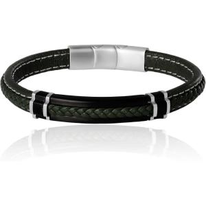 Lucky Brand Stainless Steel and Braided Bracelet for Men 8.5″, Braided Multirow Bracelet