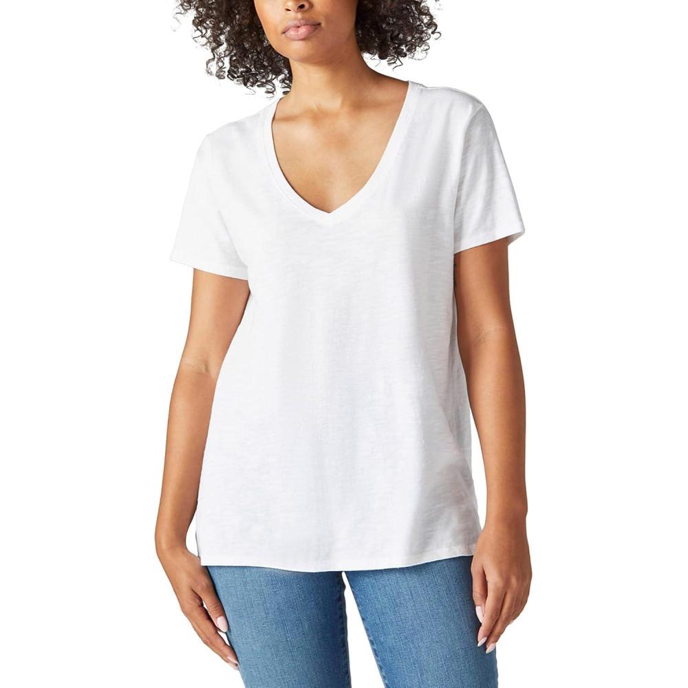 image:imageLucky Brand Womens Classic VNeck TeeBright White