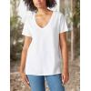 Lucky Brand Womens Classic V-Neck Tee(Bright White)