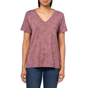Lucky Brand Womens Classic V-Neck Tee(Burgundy Multi)