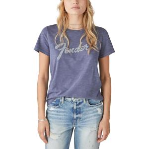 Lucky Brand Women’s Fender Foil Classic Crew T-Shirt(Crown Blue)