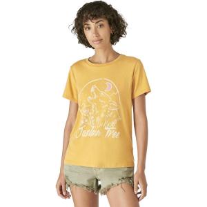 Lucky Brand Women’s Fender Foil Classic Crew T-Shirt(Mineral Yellow)