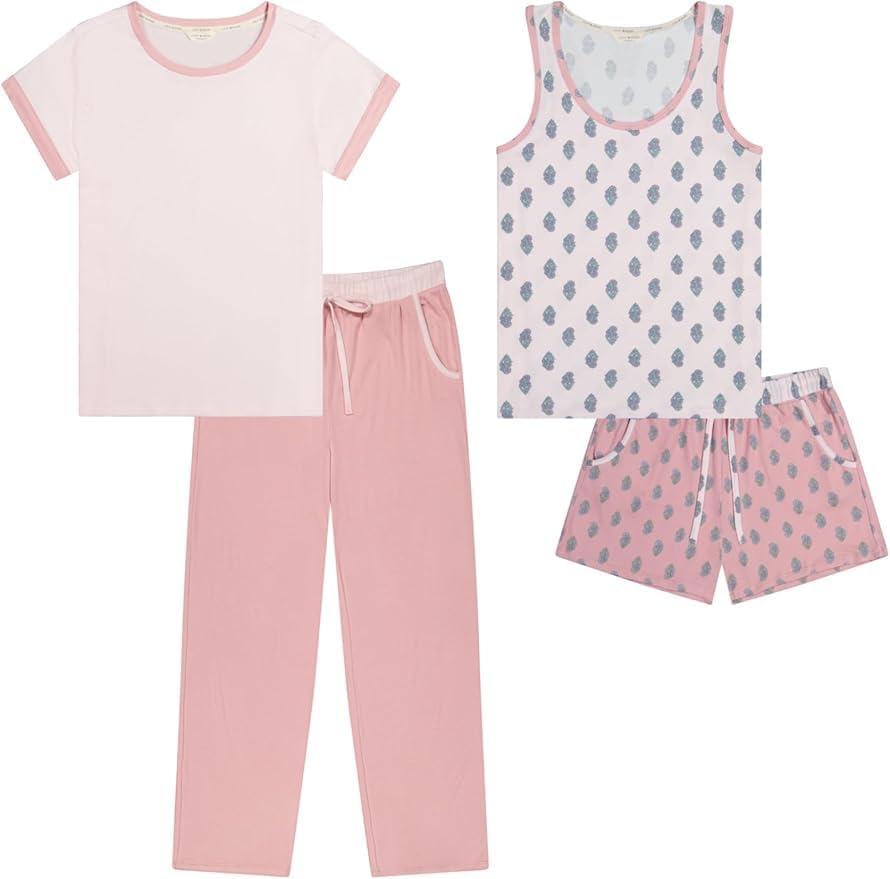 image:imageLucky Brand Womens Pajama Set 4 Piece Sleep Shirt Tank Top Pajama Pants Lounge Shorts SXLCarmens Bouquet