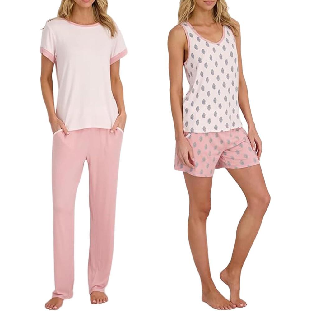 image:imageLucky Brand Womens Pajama Set 4 Piece Sleep Shirt Tank Top Pajama Pants Lounge Shorts SXLCarmens Bouquet