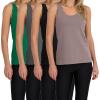 Lucky Brand Women’s Tank Top – 4 Pack Stretch Cotton Scoop Neck Sleeveless T-Shirt, Camiseta sin Mangas para Mujer(Green Pack/Black/Sphinx/Dark Charcoal/Kelly Green)