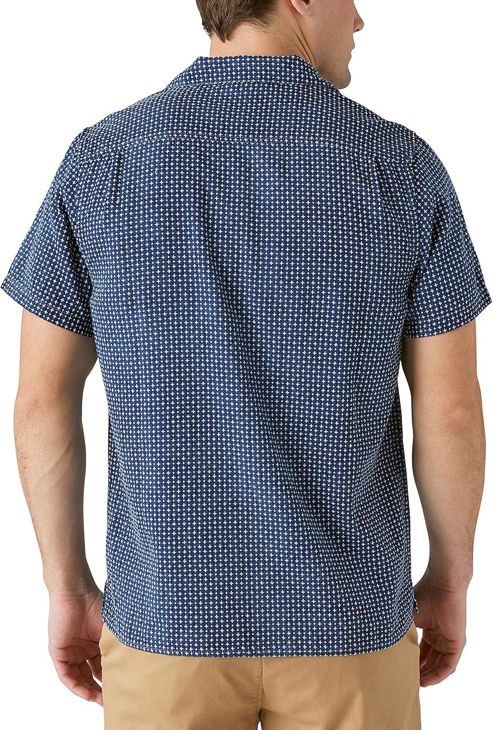 image:imageLucky Brand Mens Short Sleeve Indigo Dobby Auto Body Buttoned ShirtIndigo Dobby
