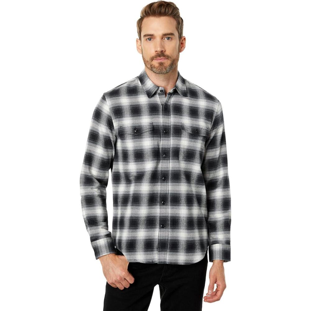 image:imageLucky Brand Mens Long Sleeve Plaid Workwear Cloud Soft Flannel ShirtWhiteBlack Plaid