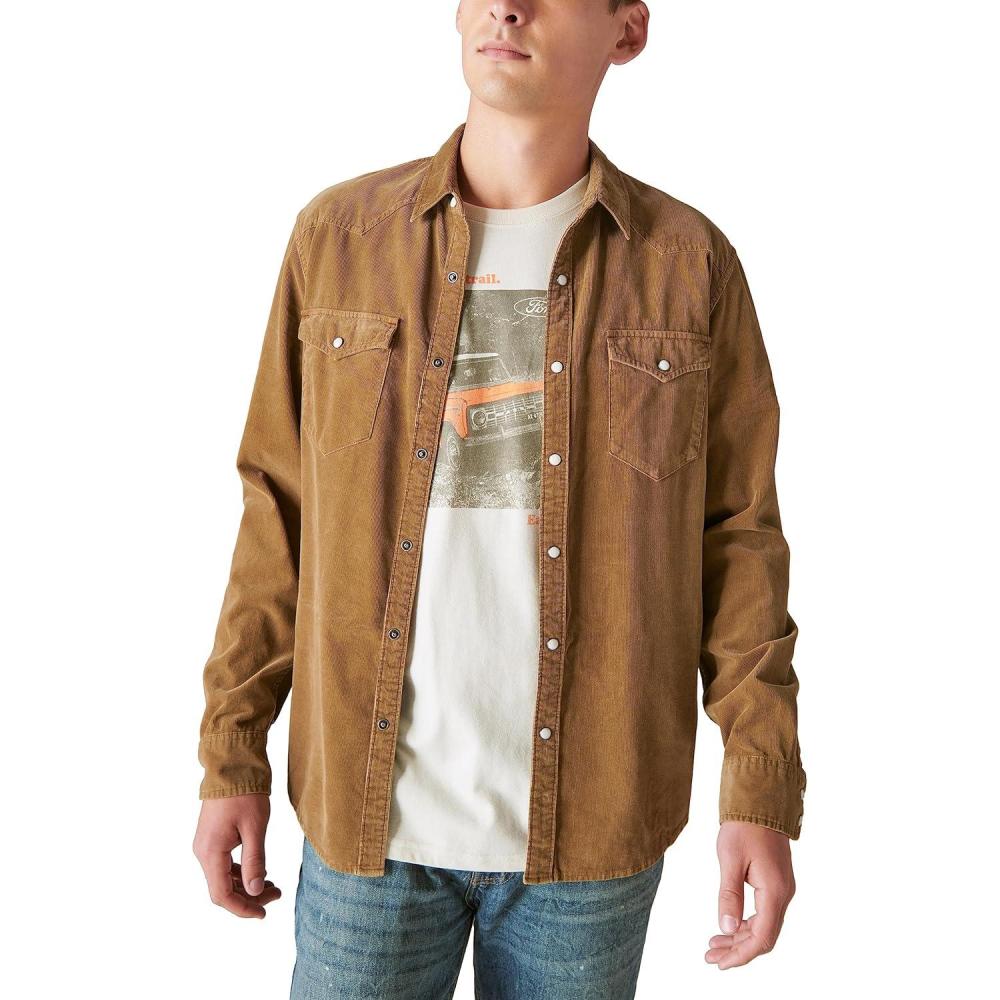 image:imageLucky Brand Mens Lucky Brand Mens Corduroy Western Long Sleeve ShirtKangaroo