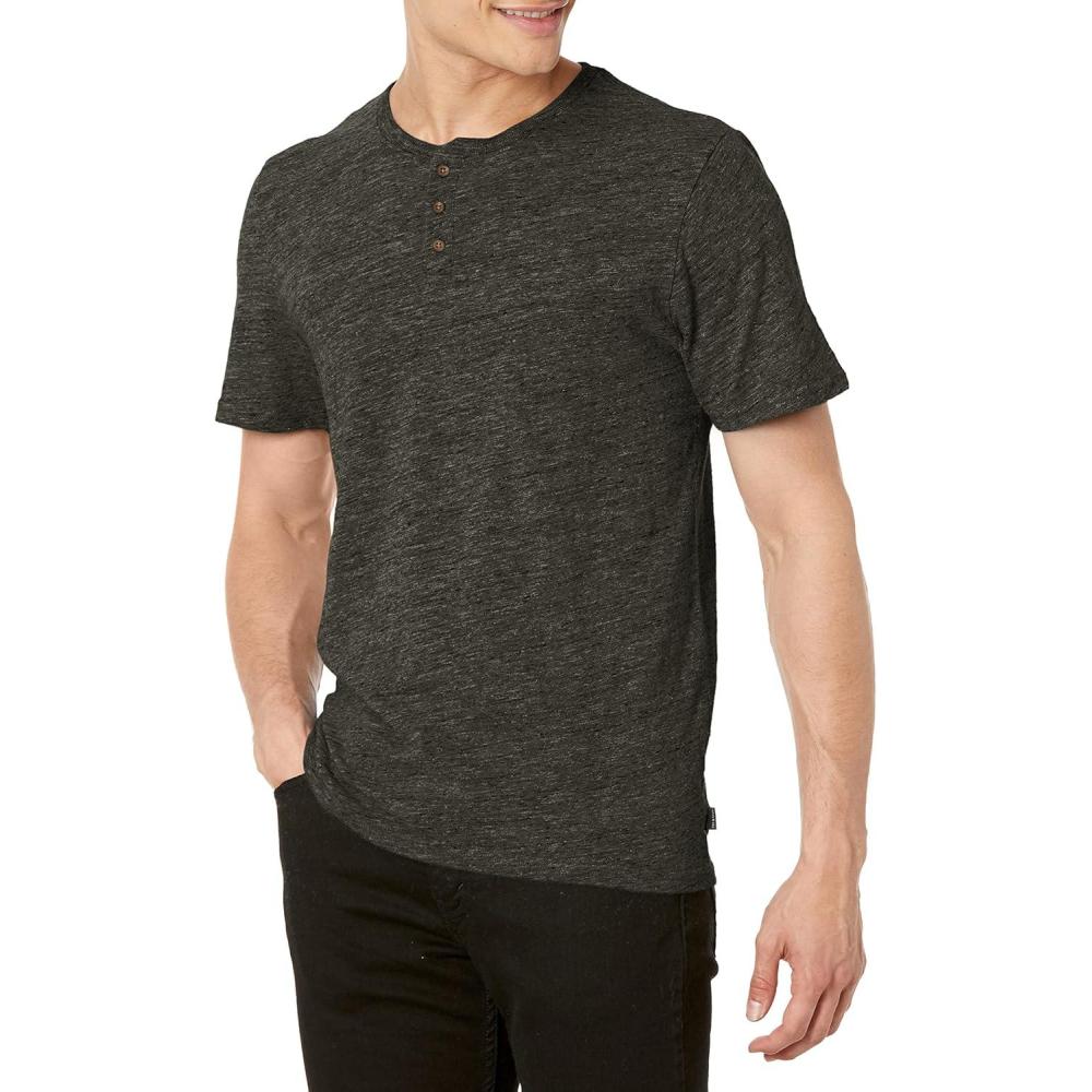 image:imageLucky Brand Mens Short Sleeve Linen Henley ShirtBlack