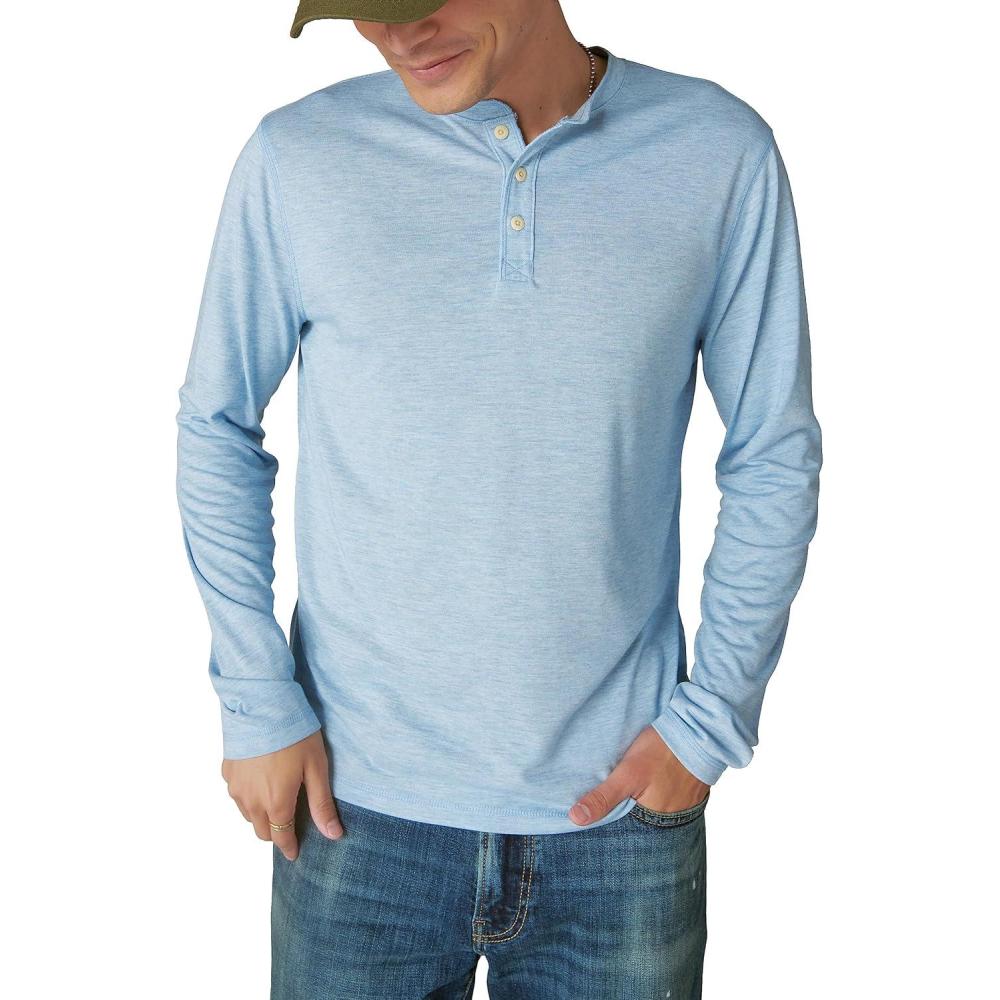 image:imageLucky Brand Mens Tencel Jersey Long Sleeve HenleyBlue Bell