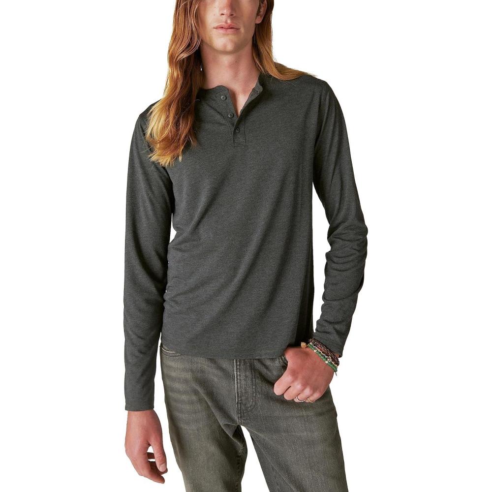 image:imageLucky Brand Mens Tencel Jersey Long Sleeve HenleyCharcoal