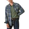 Lucky Brand Men’s Lucky Brand Men’s Indigo Plaid Western Long Sleeve Shirt(Blue Plaid)