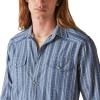 Lucky Brand Men’s Men’s Striped Long Sleeve Masa Western Shirt(Blue Stripe)