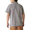Lucky Brand Men’s Short Sleeve Border Print Camp Collar Shirt(Black Stripe)