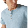 Lucky Brand Men’s Short Sleeve Linen Henley Shirt(Aegean Blue)