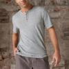 Lucky Brand Men’s Short Sleeve Linen Henley Shirt(Blackened Pearl)