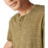 Lucky Brand Men’s Short Sleeve Linen Henley Shirt(Dark Olive)