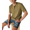 Lucky Brand Men’s Short Sleeve Linen Henley Shirt(Dark Olive)