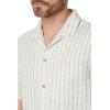 Lucky Brand Men’s Short Sleeve Stripe Linen Camp Collar Shirt(Natural Stripe)