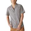 Lucky Brand Men’s Short Sleeve Border Print Camp Collar Shirt(Black Stripe)