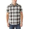 Lucky Brand Men’s Short Sleeve Plaid Dobby Western Shirt(Black/White)