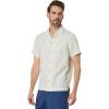 Lucky Brand Men’s Short Sleeve Stripe Linen Camp Collar Shirt(Natural Stripe)