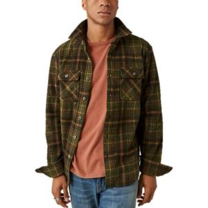 Lucky Brand Men’s Buffalo Plaid Knit Shirt(Olive Multi)