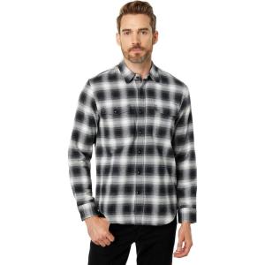 Lucky Brand Men’s Long Sleeve Plaid Workwear Cloud Soft Flannel Shirt(White/Black Plaid)