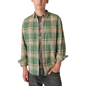Lucky Brand Men’s Lucky Brand Men’s Indigo Plaid Western Long Sleeve Shirt(Green Plaid)