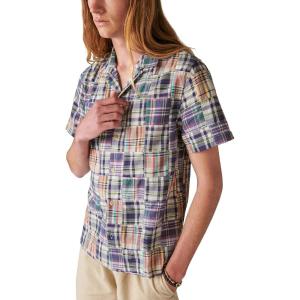 Lucky Brand Men’s Patchwork Short Sleeve Shirt(Blue Multi Print)