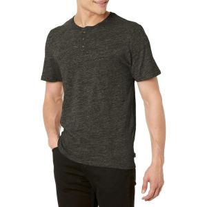 Lucky Brand Men’s Short Sleeve Linen Henley Shirt(Black)