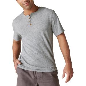Lucky Brand Men’s Short Sleeve Linen Henley Shirt(Blackened Pearl)