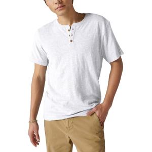 Lucky Brand Men’s Short Sleeve Linen Henley Shirt(Bright White)