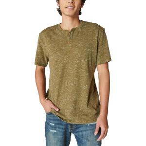 Lucky Brand Men’s Short Sleeve Linen Henley Shirt(Dark Olive)