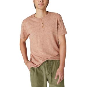 Lucky Brand Men’s Short Sleeve Linen Henley Shirt(Sequoia Brown)